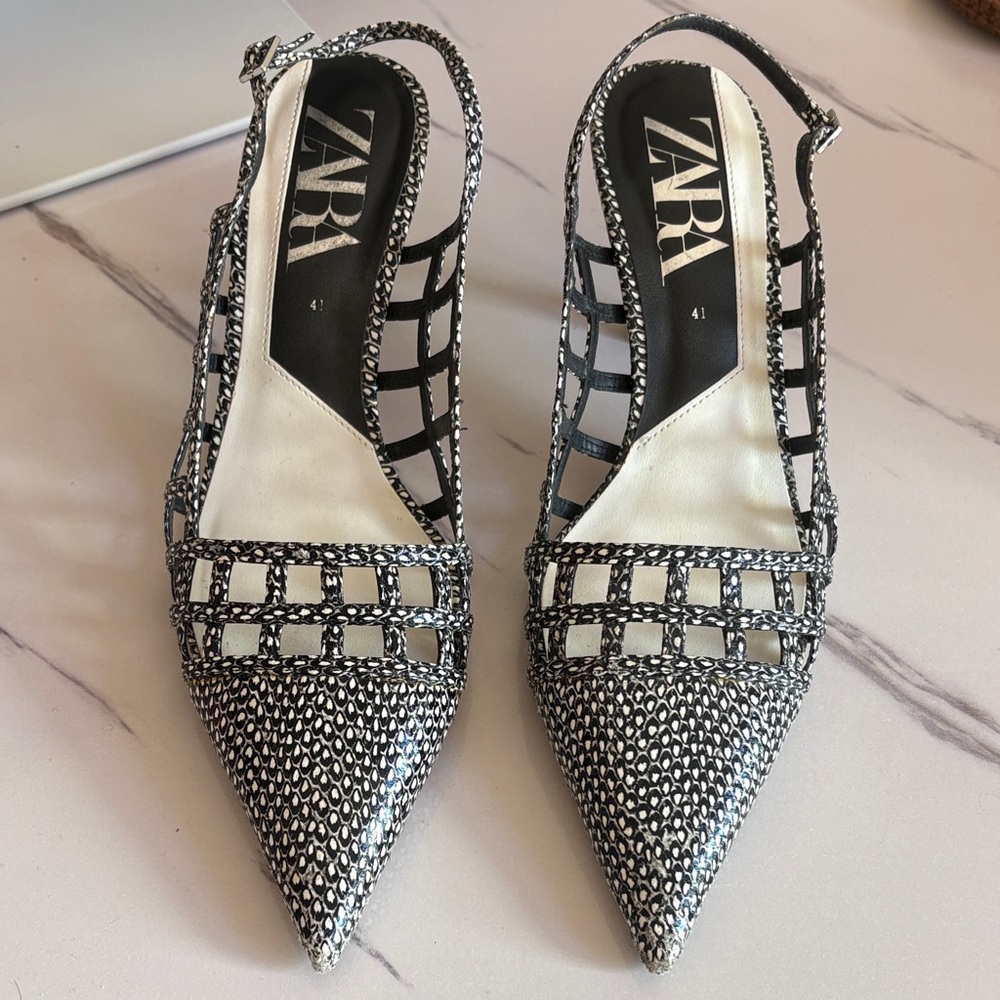 Zara Monochrome Strappy Heels